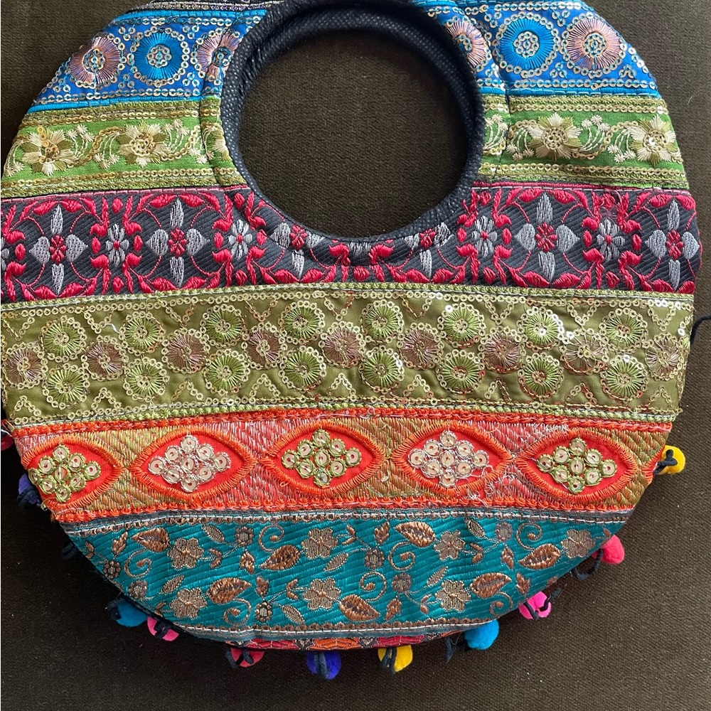 Bohemian Multicolor Embroidered Tote Bag